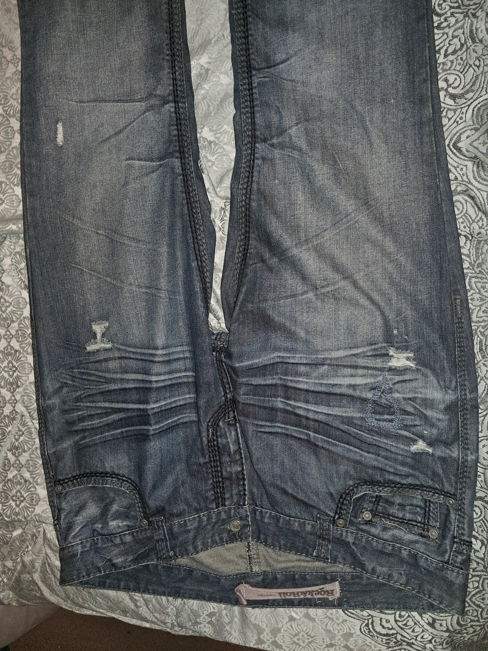 Rock&Roll Slim Western Wear Denim Jeans - Dark Navy Blue #y2k
